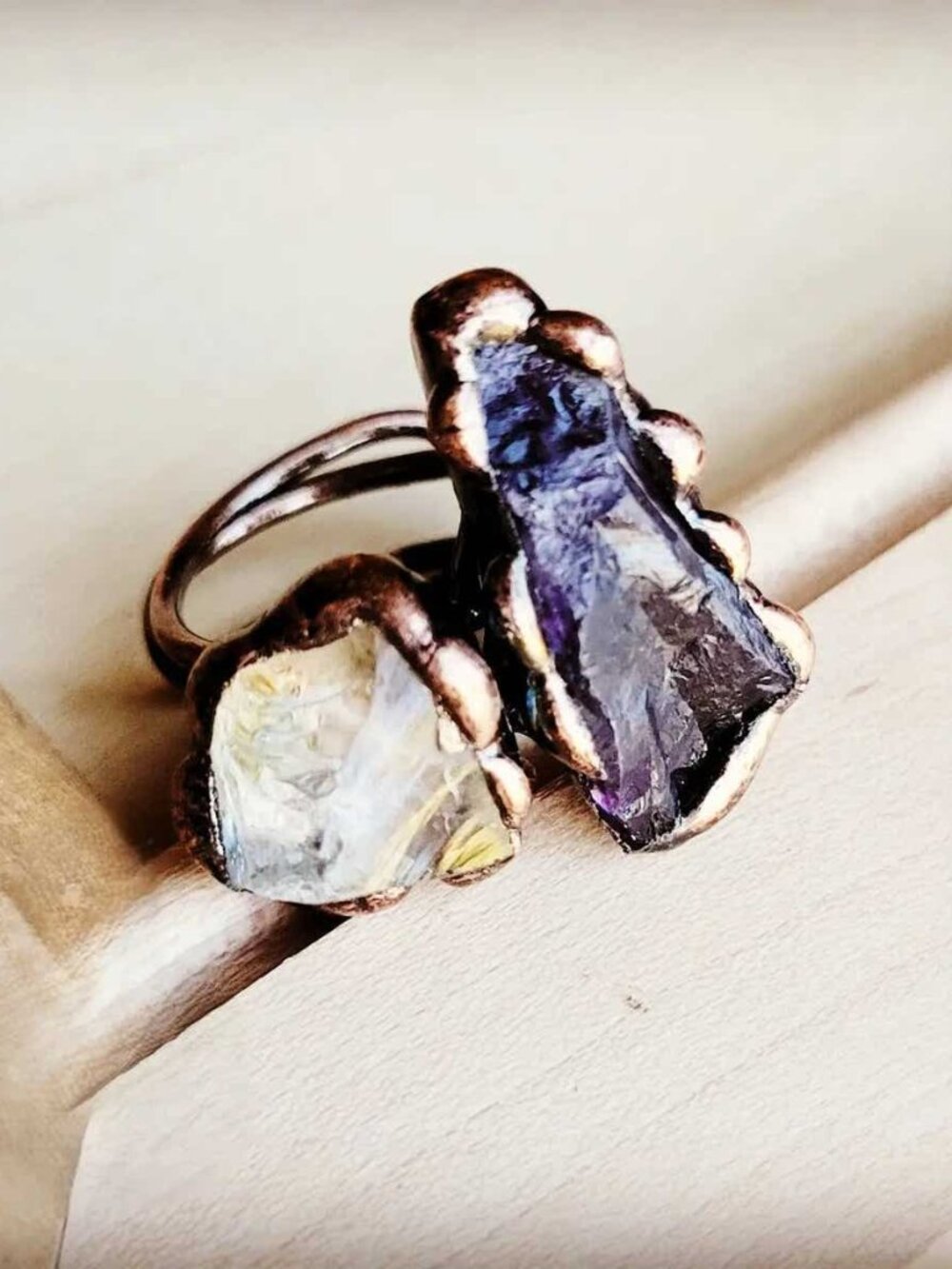 Amethyst & Quartz Ring